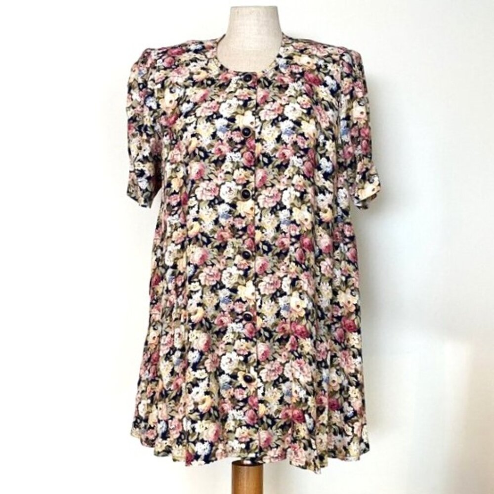 Vintage Motherhood Floral Short-Sleeve Blouse